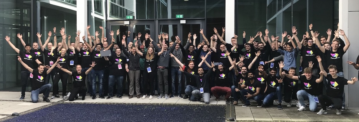 A group of hackathon participants